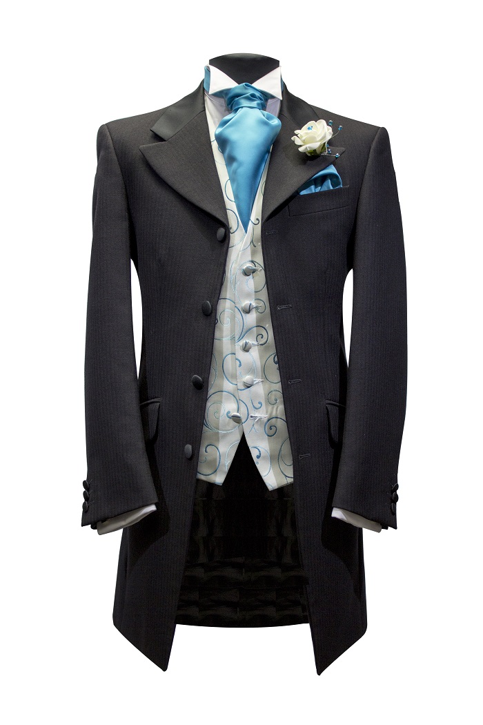 black-teal Edwardian suit