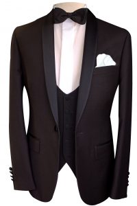 Slim fit black hire dinner suit tuxedo