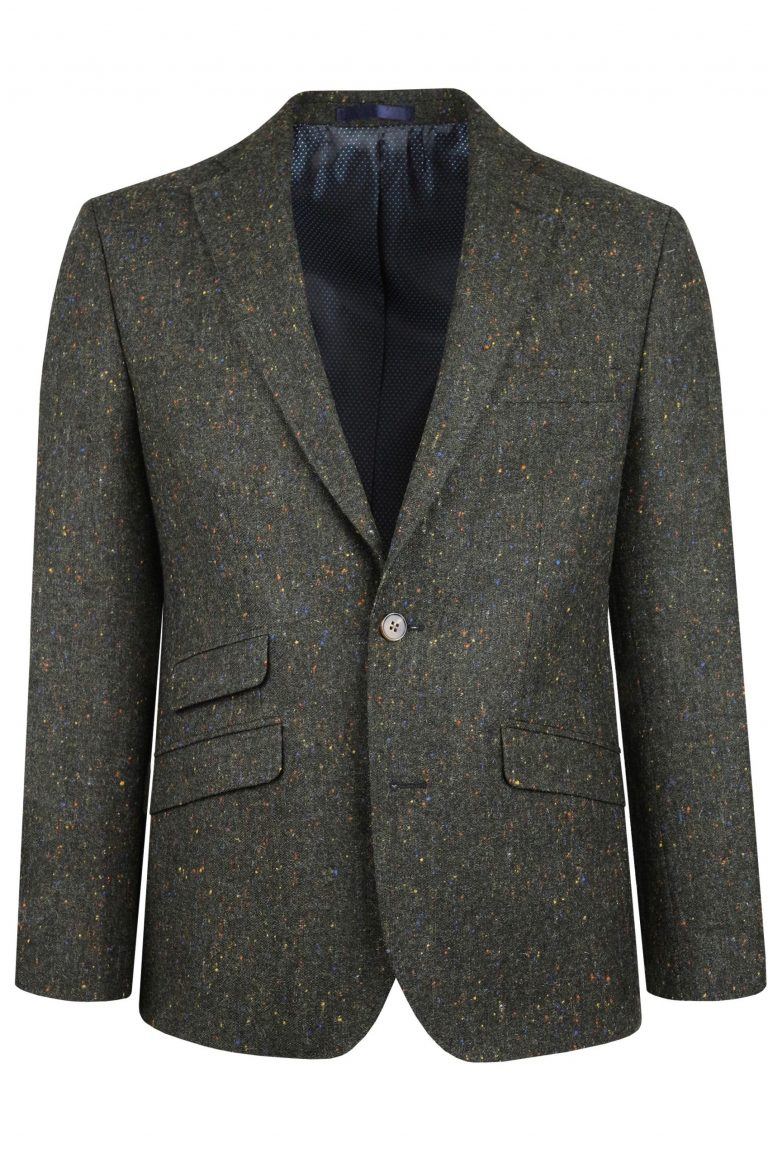 Green Donegal Tweed Suit Jacket by Black Tie Menswear in Berkshire
