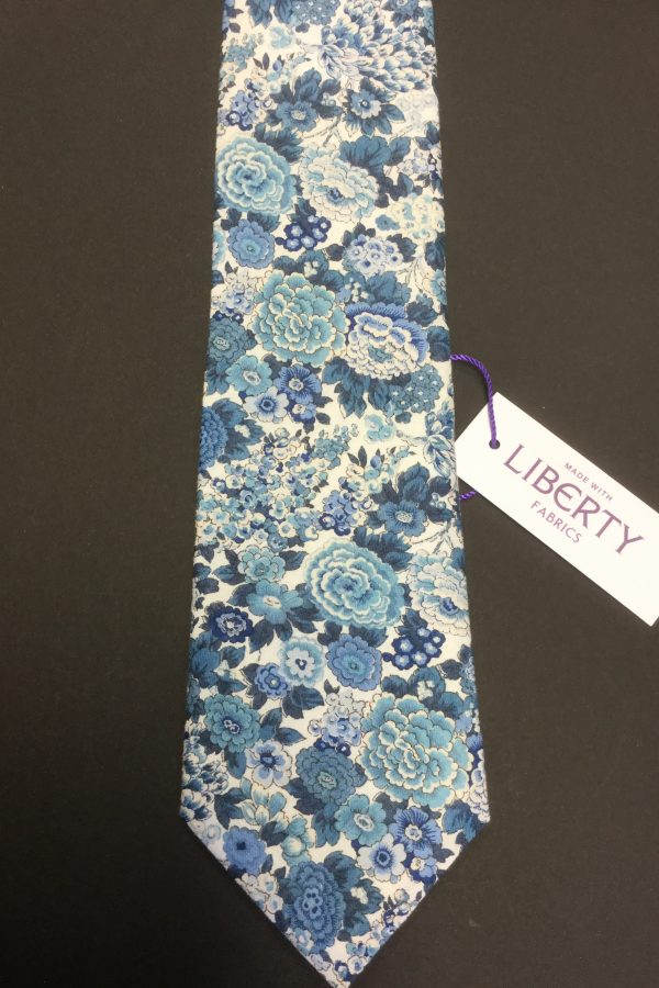 Elysian Day Blue Liberty of London fabric floral tie