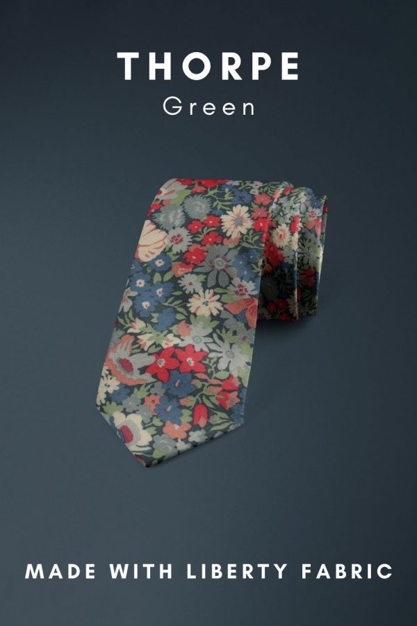 Green Thorpe Liberty of London cotton fabric floral tie