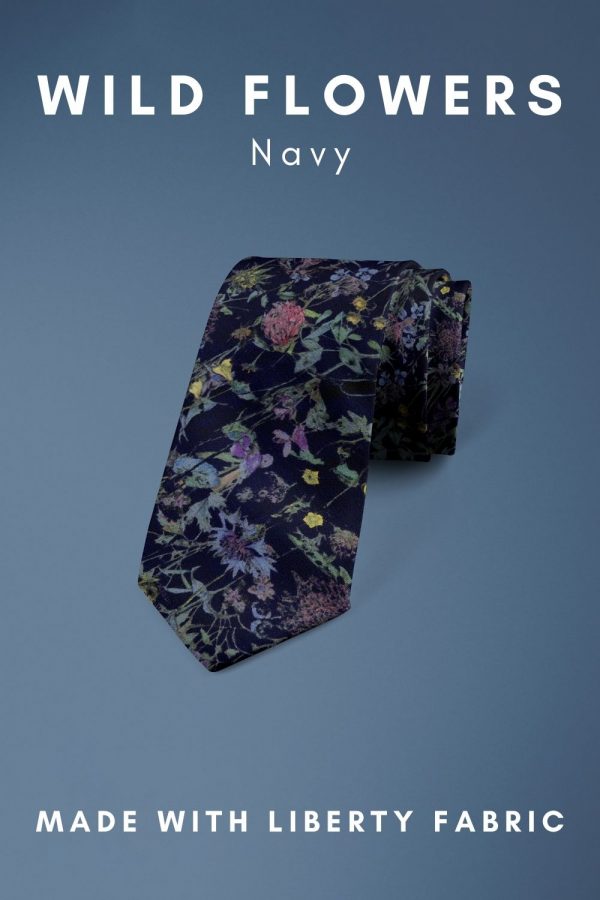Wild Flowers Navy Liberty of London cotton fabric floral tie