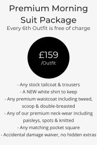Wedding Morning Suit Hire Pricing List