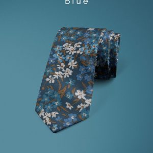 Sea Blossom Blue Liberty of London cotton fabric floral tie