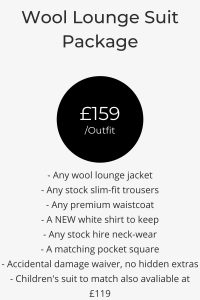 Wedding Lounge Suit Hire Pricing List
