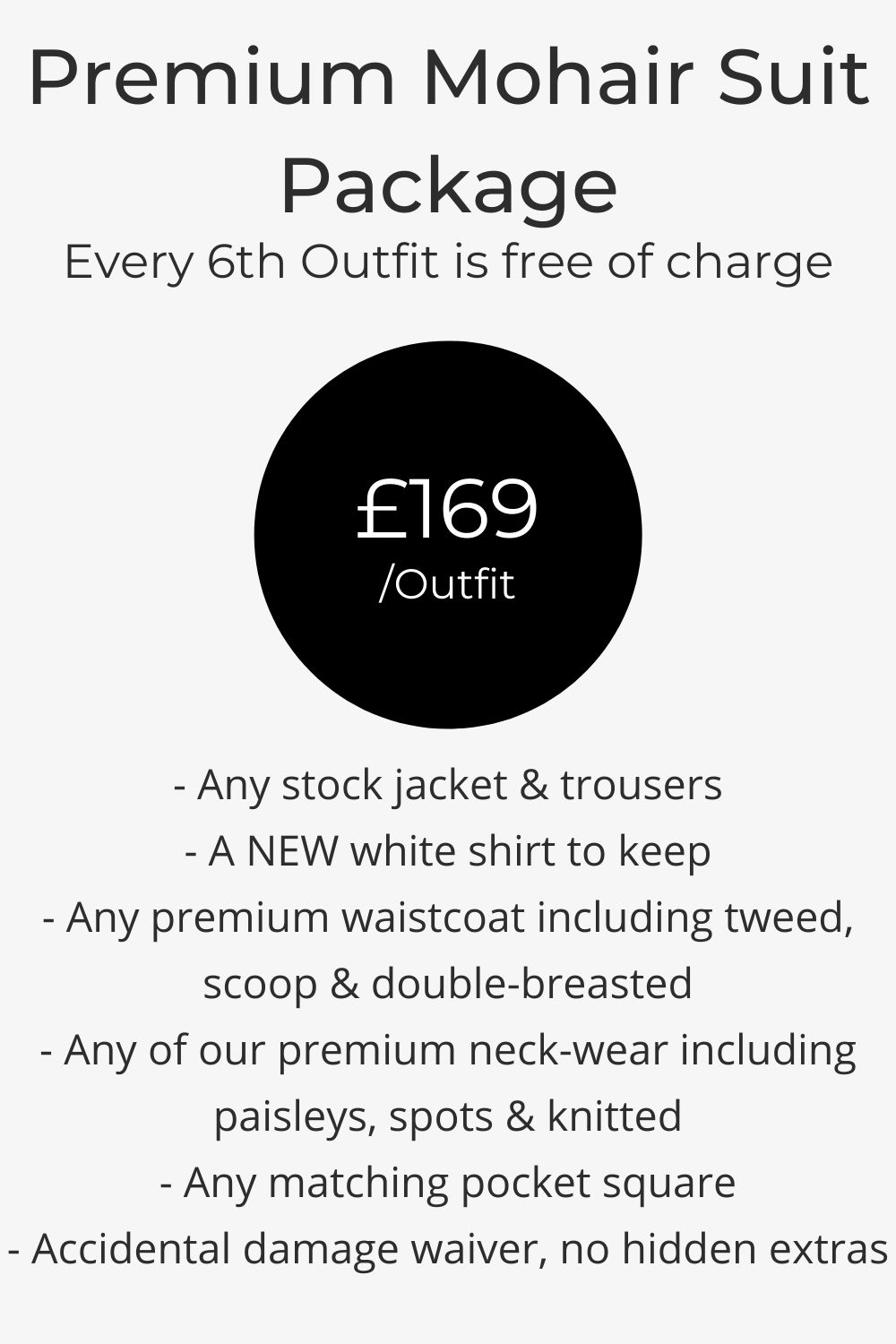 Wedding Lounge Suit Hire Pricing List