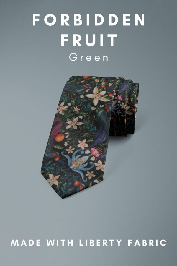 Forbidden Fruit Green Liberty of London cotton fabric floral tie