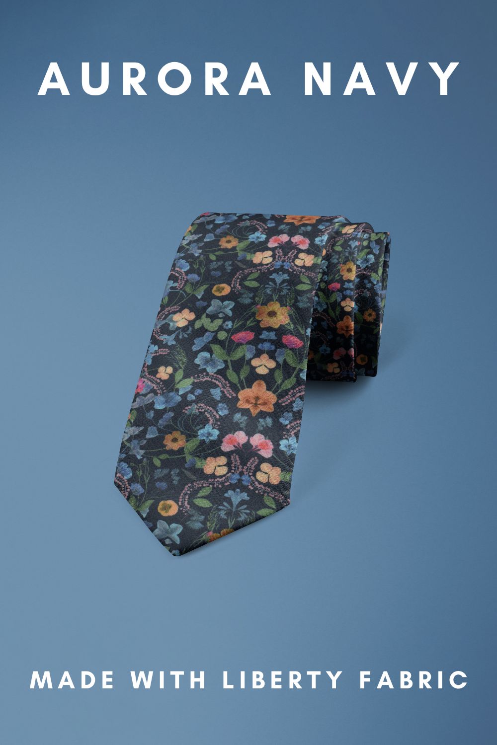 Aurora Navy Liberty of London cotton fabric floral tie