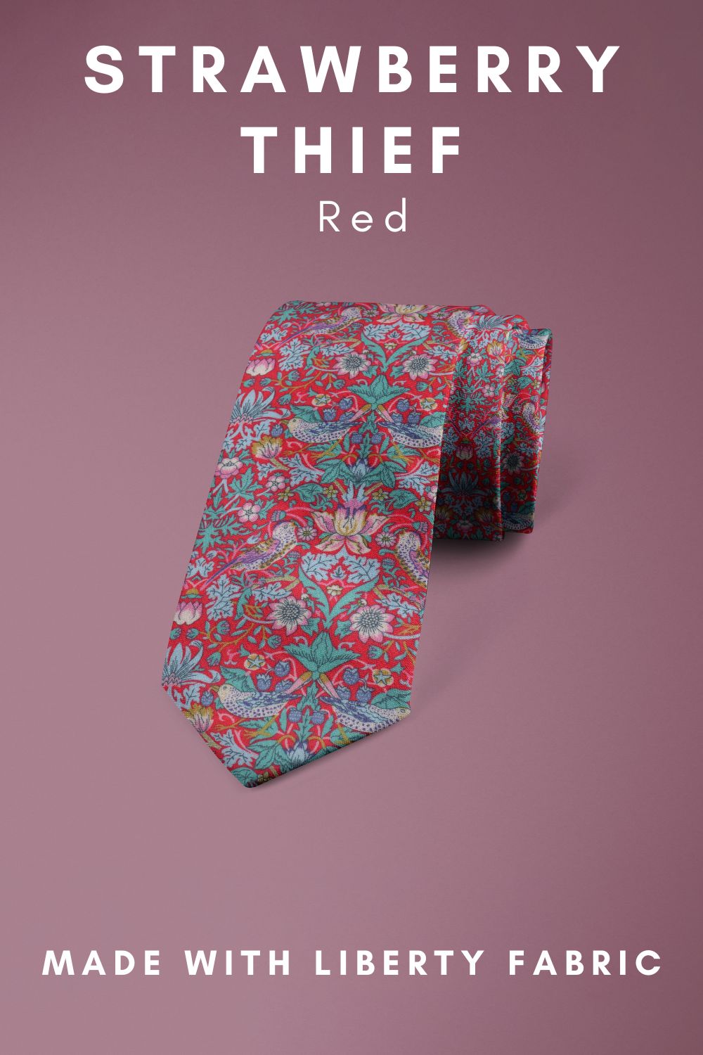 Strawberry Thief Red Liberty of London cotton fabric floral tie