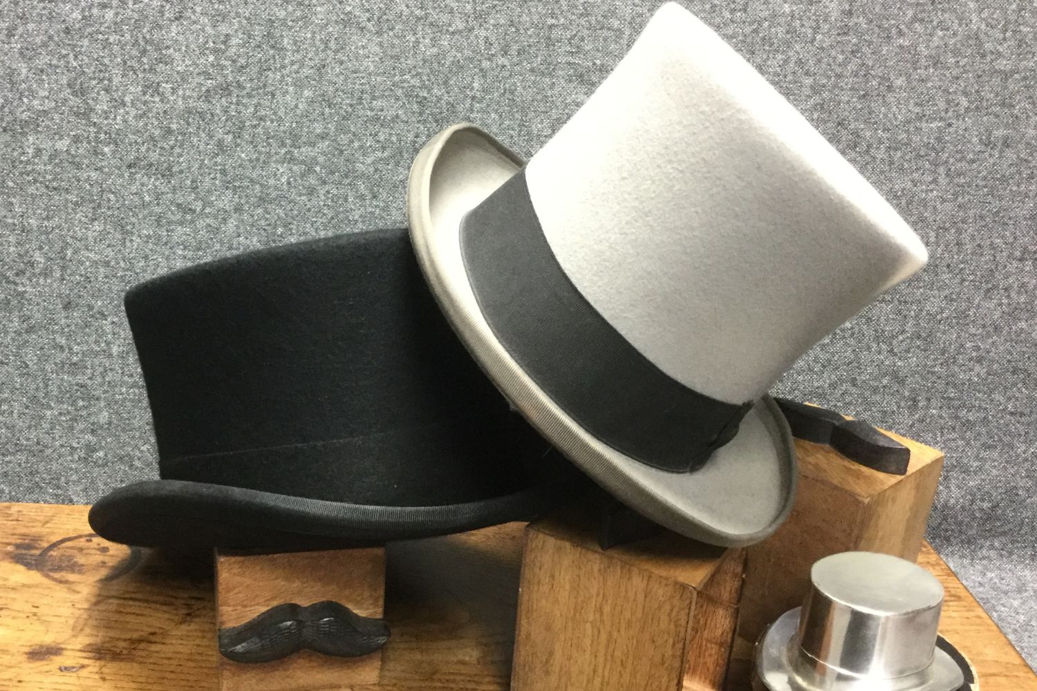 Wool Top Hats in Black And Grey For Royal Ascot