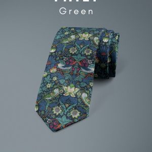 Strawberry Thief Green Liberty of London cotton fabric floral tie